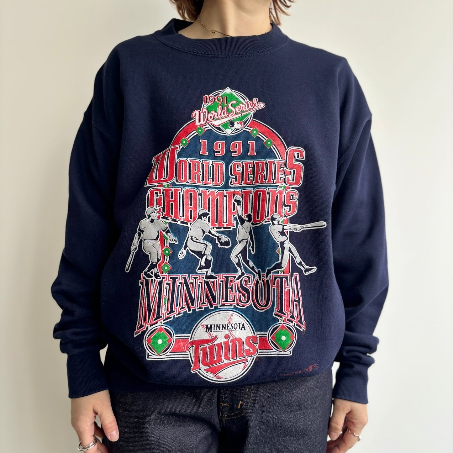 【used】 1991 world series champion Minesota TWINS sweat 0220-2JS