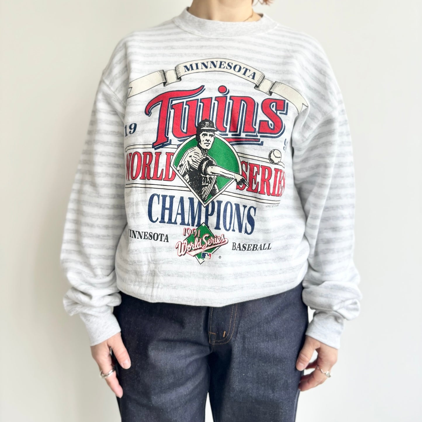 【used】 1991 world series champion Minesota TWINS border sweat 0220-3JS