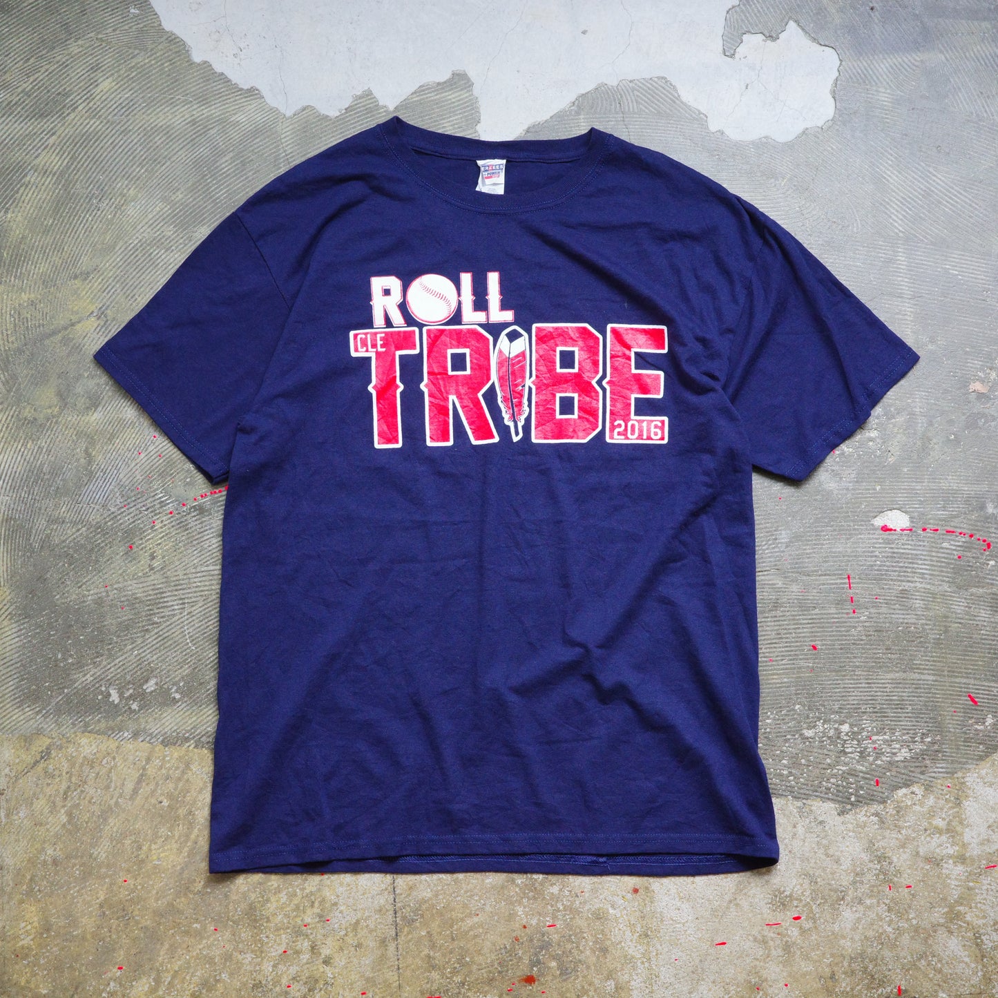 【used】2016 CREAVELAND ROLL TRIBE tee 野球 baseball JERZEES