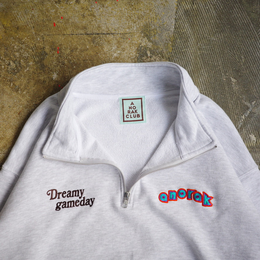 ANORAK CLUB アノラッククラブ "Dreamy Game Day" HALF ZIP sweat  裏毛 スウェット