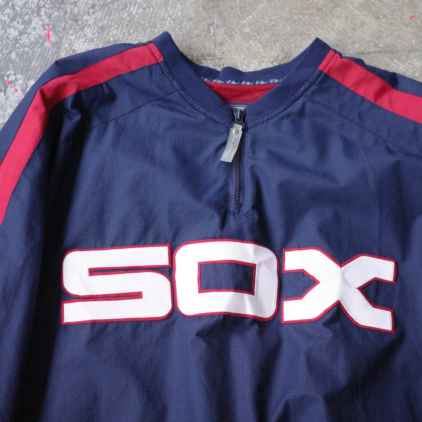 【used】 Majestic CHICAGO WHITE SOX シカゴホワイトソックス ハーフジップ PO    0226-05