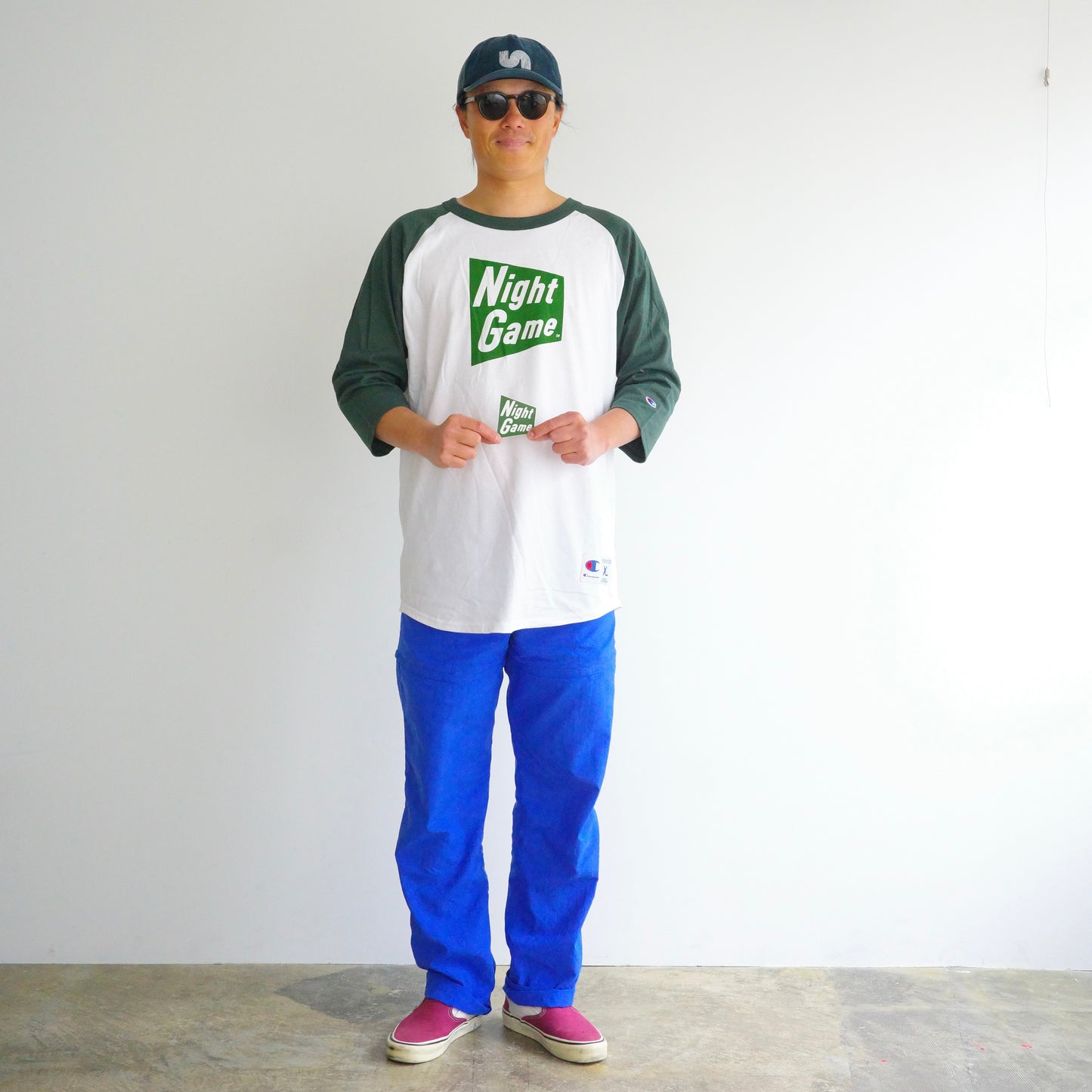 Night game  ナイトゲーム 3/4 Sleeve Raglan tee T-shirt