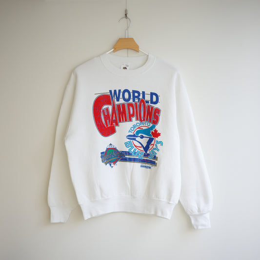 【used】BLUEJAYS 1992 World Champions 裏起毛 crewneck sweat  MLB FRUIT OF THE ROOM
