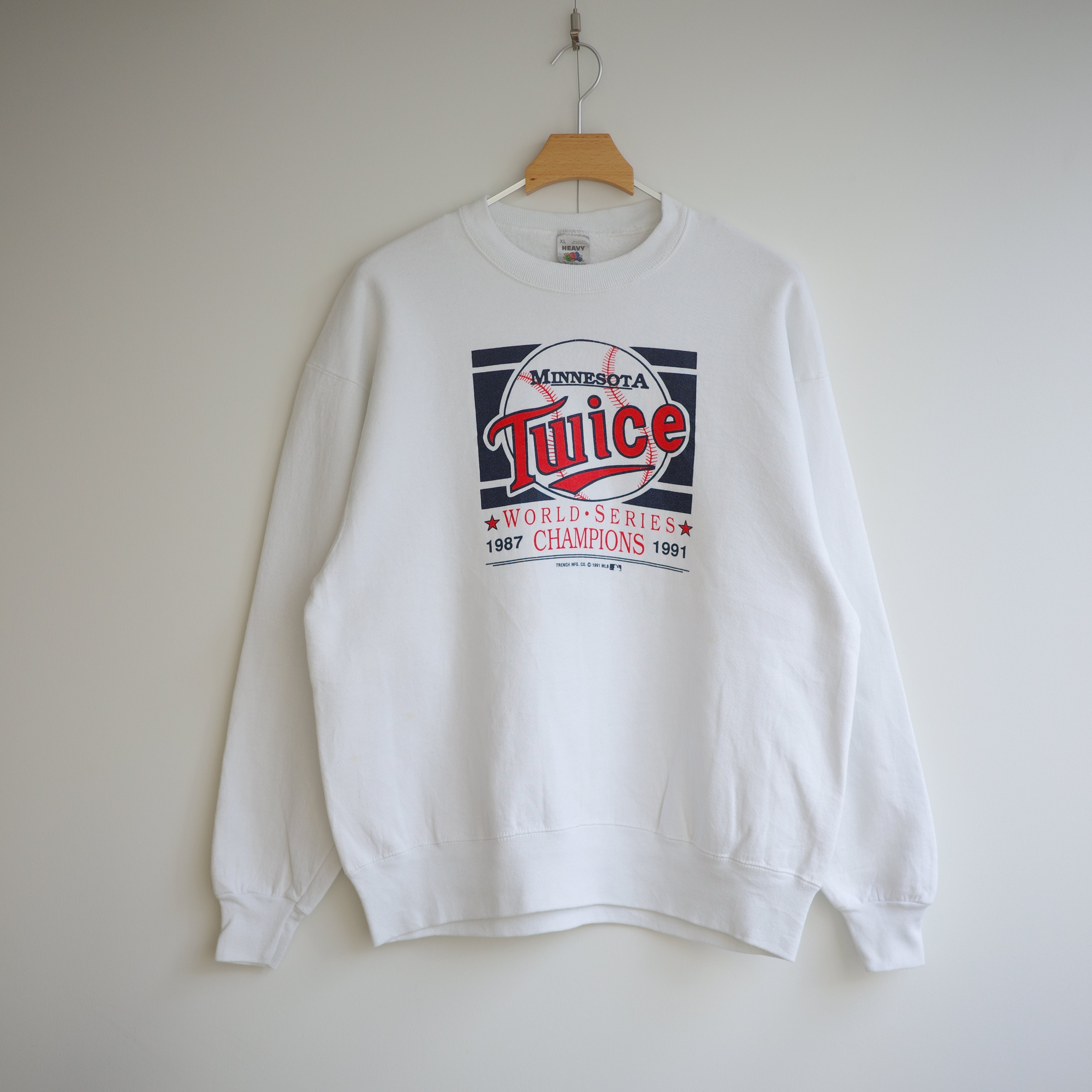 used】MINNESOTA TWINS 1991 World Champions 裏起毛 crewneck sweat