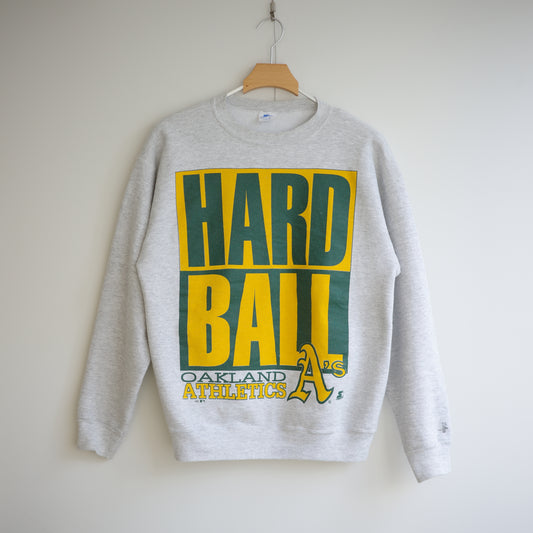【used】OAKLAND ATHLETICS "HARDBALL" 裏起毛 crewneck sweat  MLB STARLTER スターター